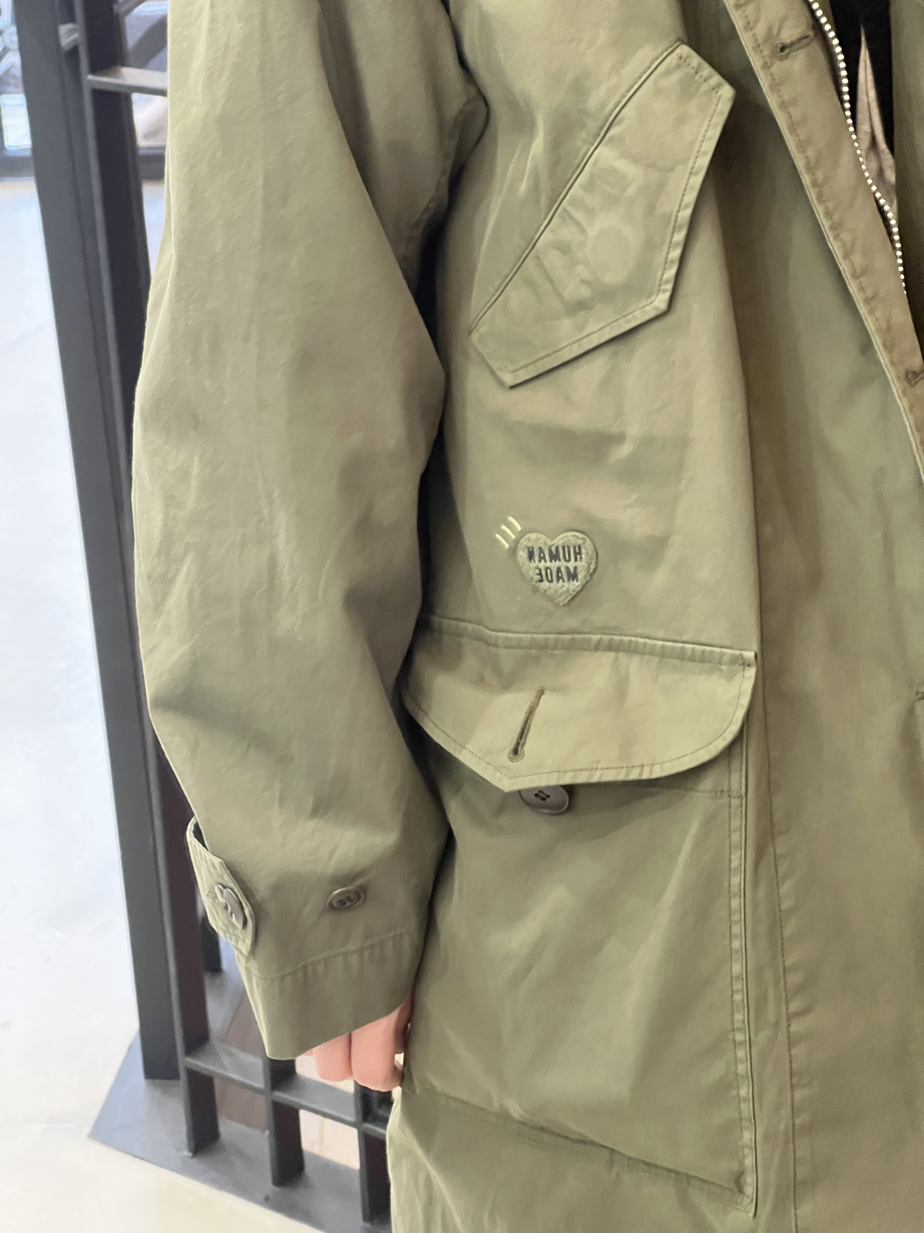 Human Made Military Coat Olive Drab, Human Made Military Card Case Olive Drab 착용 스타일 - 3