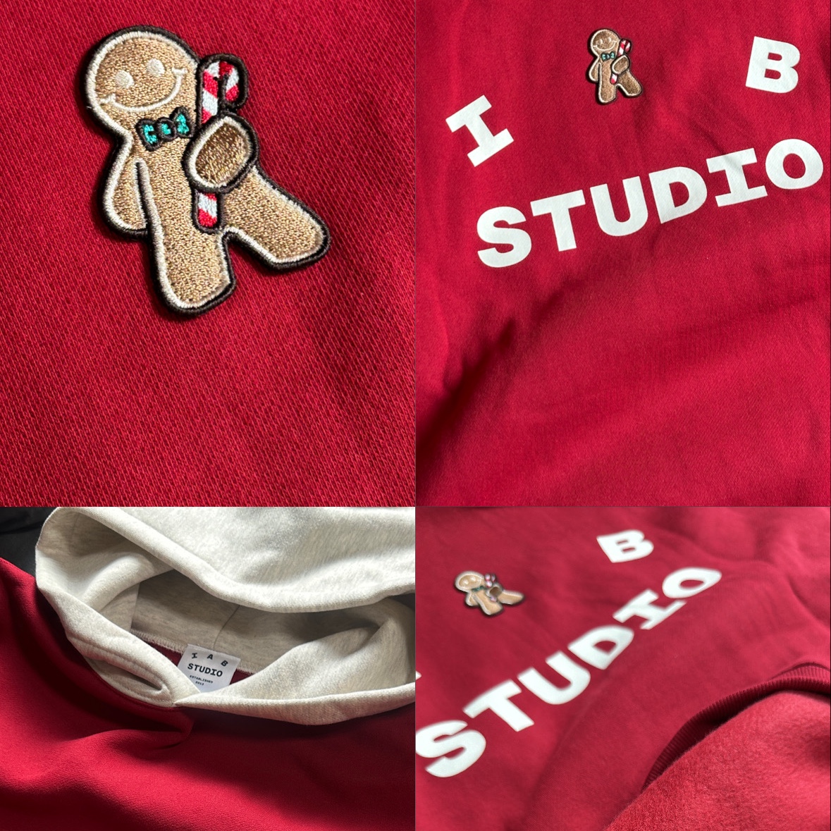 IAB Studio 24 Christmas Hoodie Burgundy Oatmeal 착용 스타일