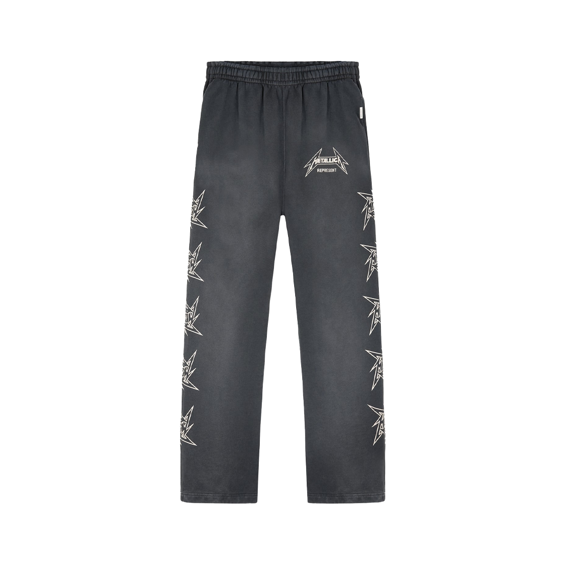 리프레젠트 x 메탈리카 40주년 스웨트 팬츠 스테인드 블랙 - 25SS(Represent x Metallica 40 Year Anniversary Sweat Pants Stained Black - 25SS)