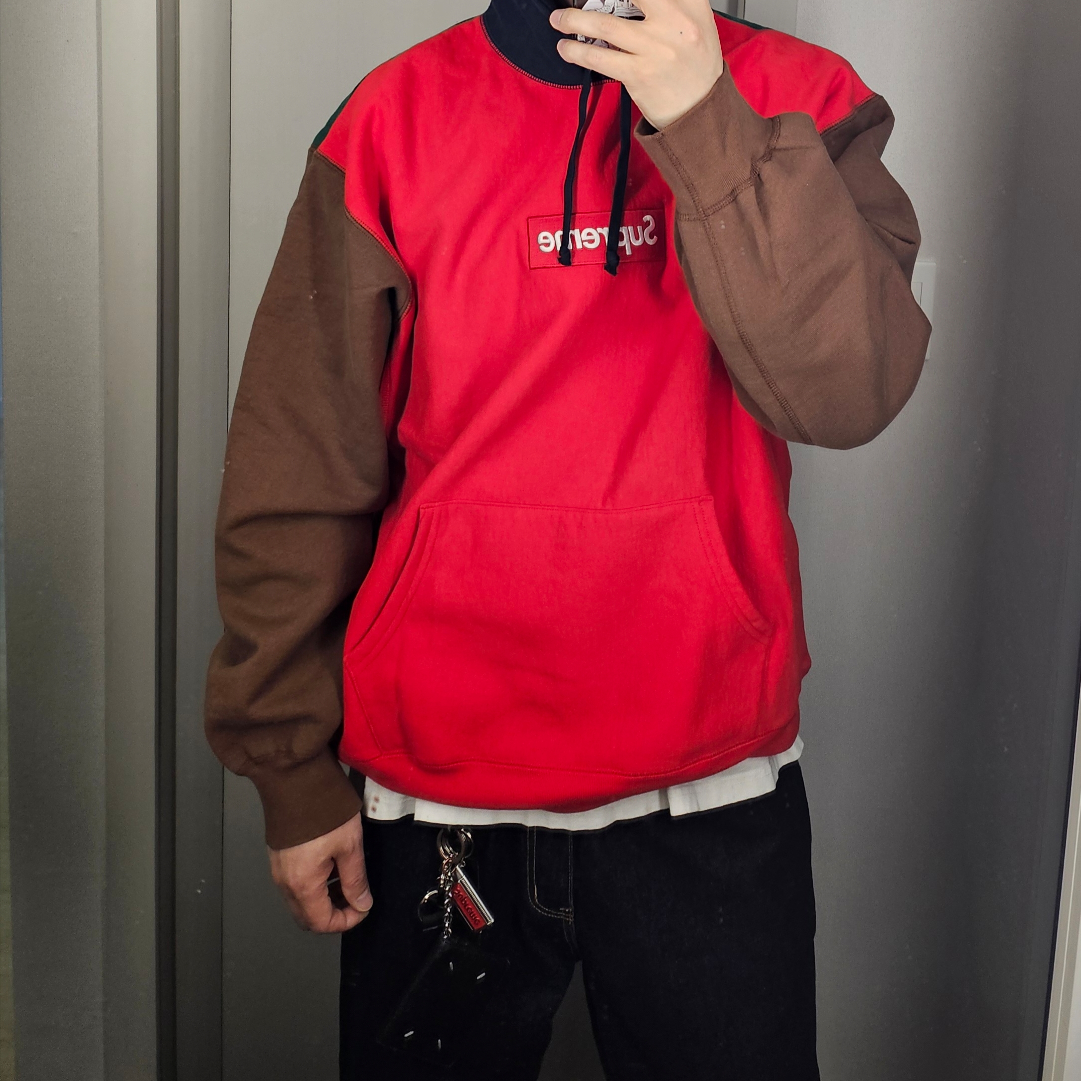 Supreme Box Logo Hooded Sweatshirt Heather Grey - 24FW, Supreme Cordura Denim Small Box 6-Panel Blue - 24SS 착용 스타일 - 2