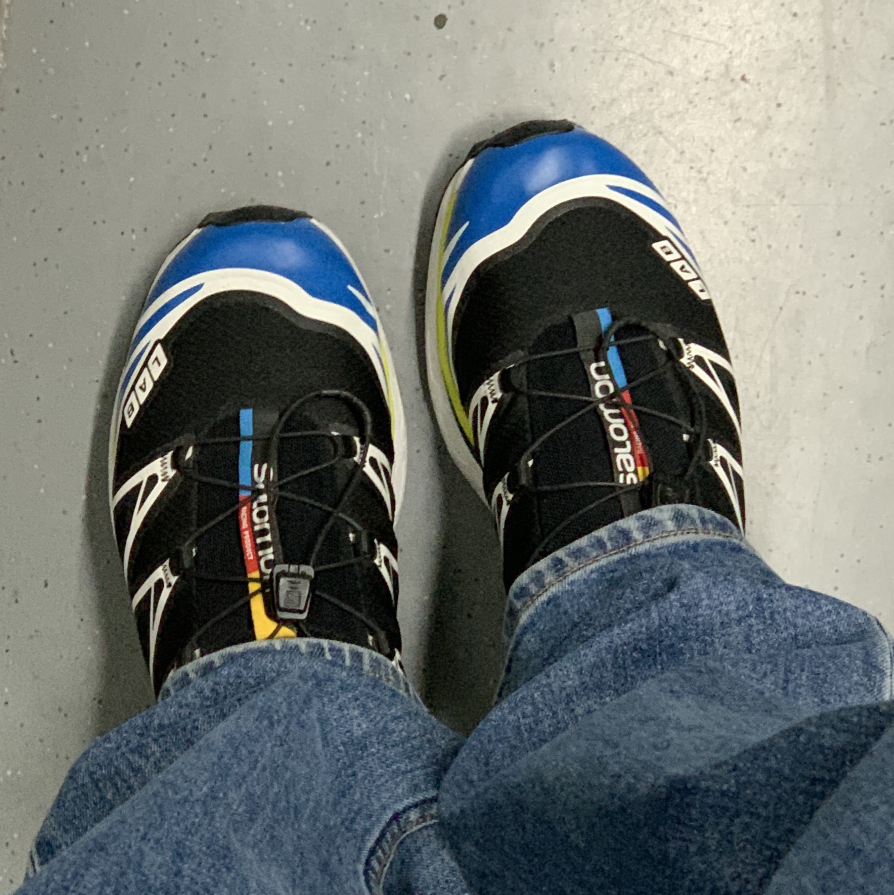 Salomon S/LAB XT-6 Softground ADV Black Snorkel Blue 착용 스타일