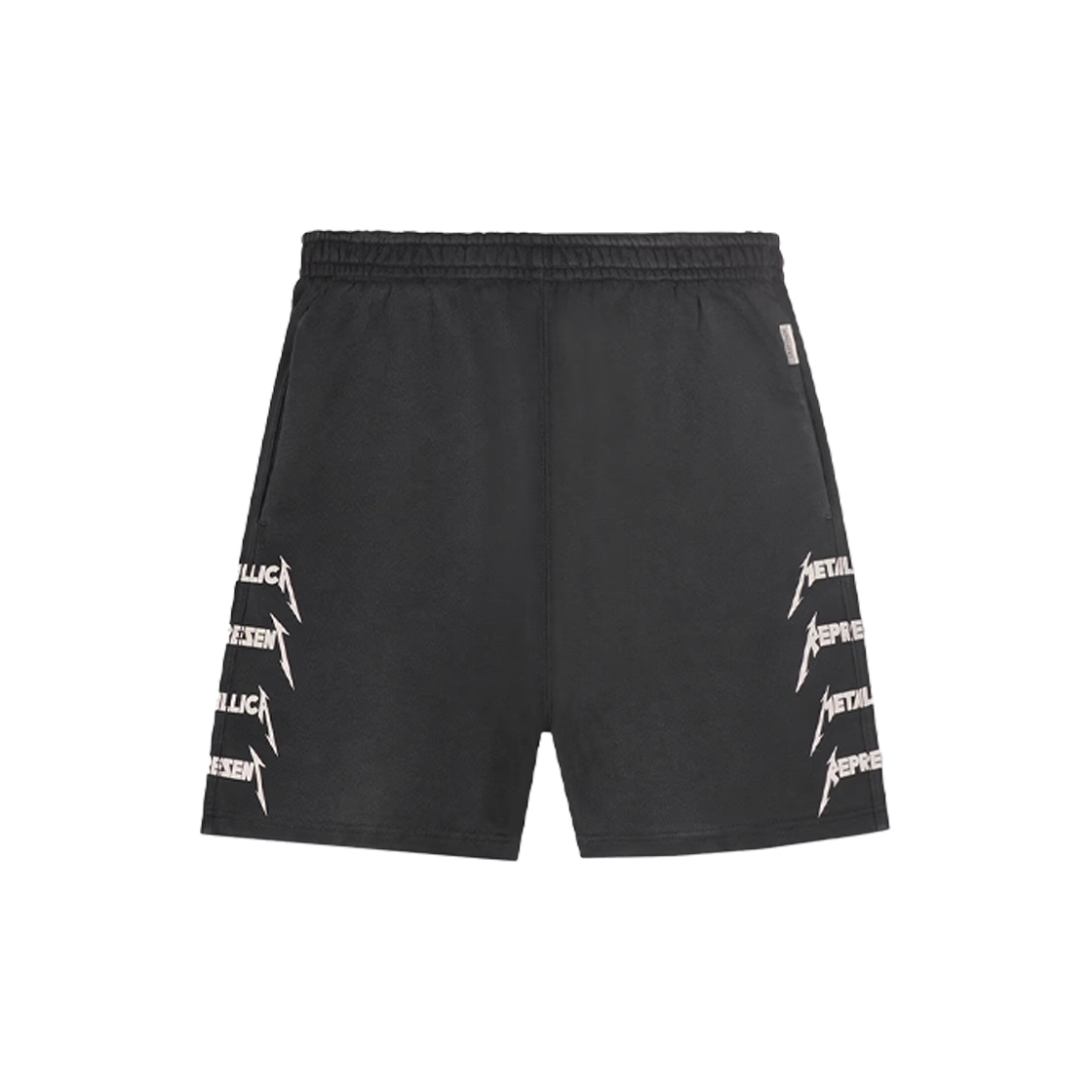 리프레젠트 x 메탈리카 40주년 스웨트 쇼츠 스테인드 블랙 - 25SS(Represent x Metallica 40 Year Anniversary Sweat Shorts Stained Black - 25SS)