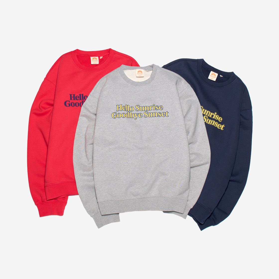 【HELLO SUNRISE】 Classic Typo Logo Sweatshirt / 追跡付 헬로선라이즈 클래식 타이포 로고 스웨트셔츠 네이비 | Hello