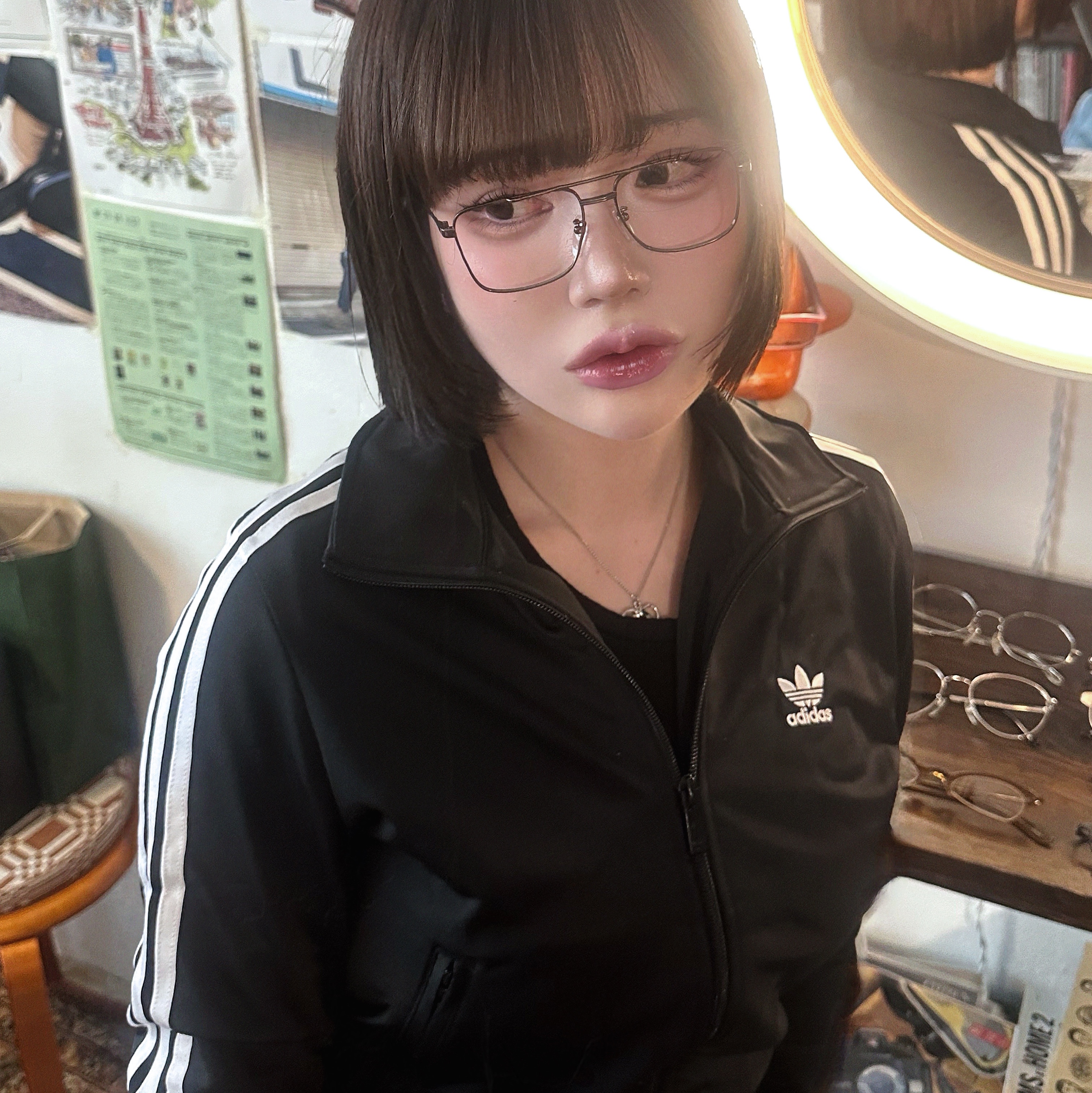 (W) Adidas Adicolor Classic Firebird Track Top Black - KR Sizing 착용 스타일 - 2