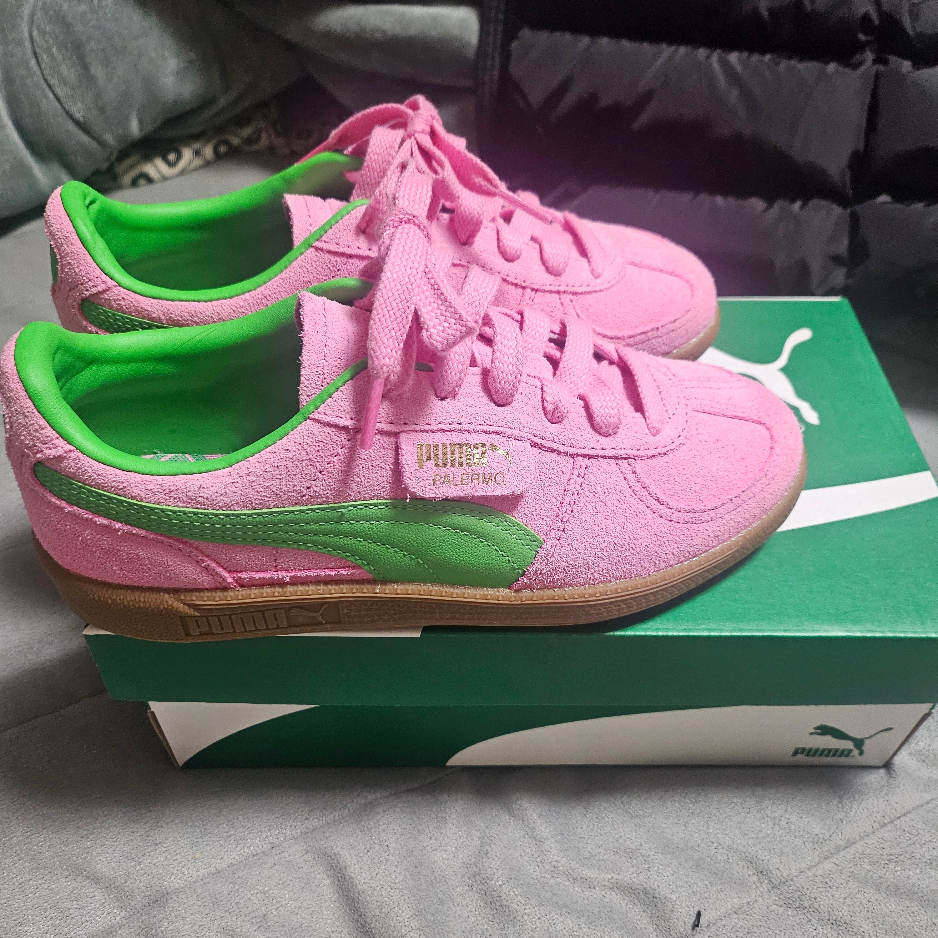 Puma Palermo Special Pink Delight Green 착용 스타일