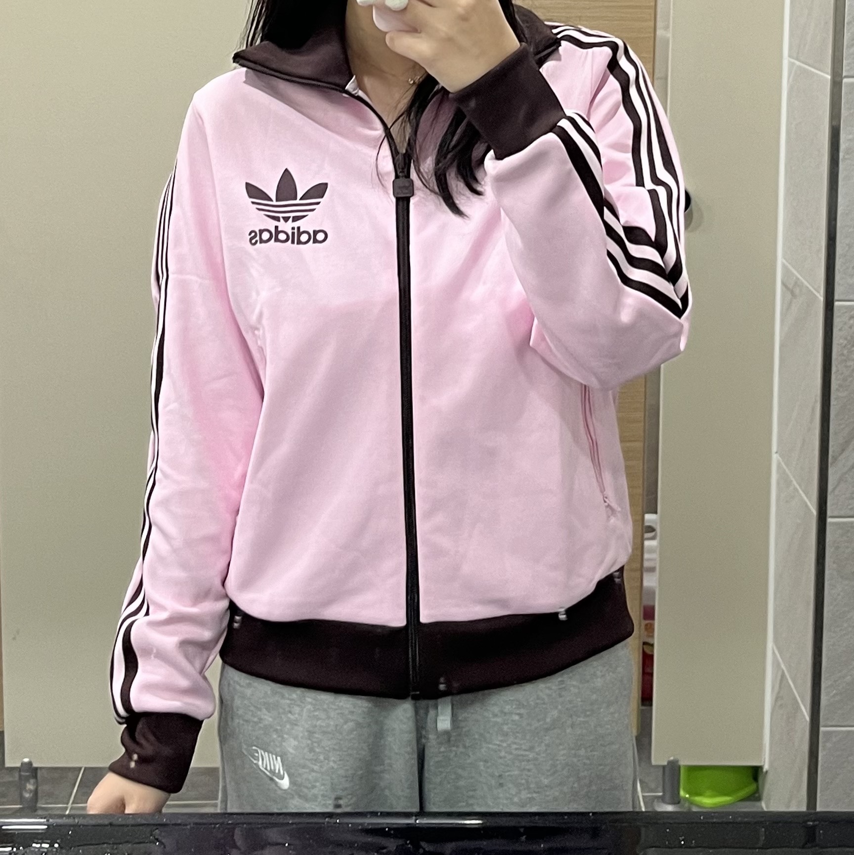 (W) Adidas Originals Beckenbauer Track Jacket Clear Pink - KR Sizing 착용 스타일