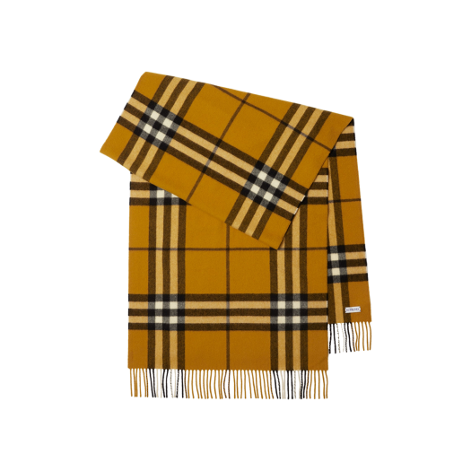 Burberry Wide Check Cashmere Scarf Teak