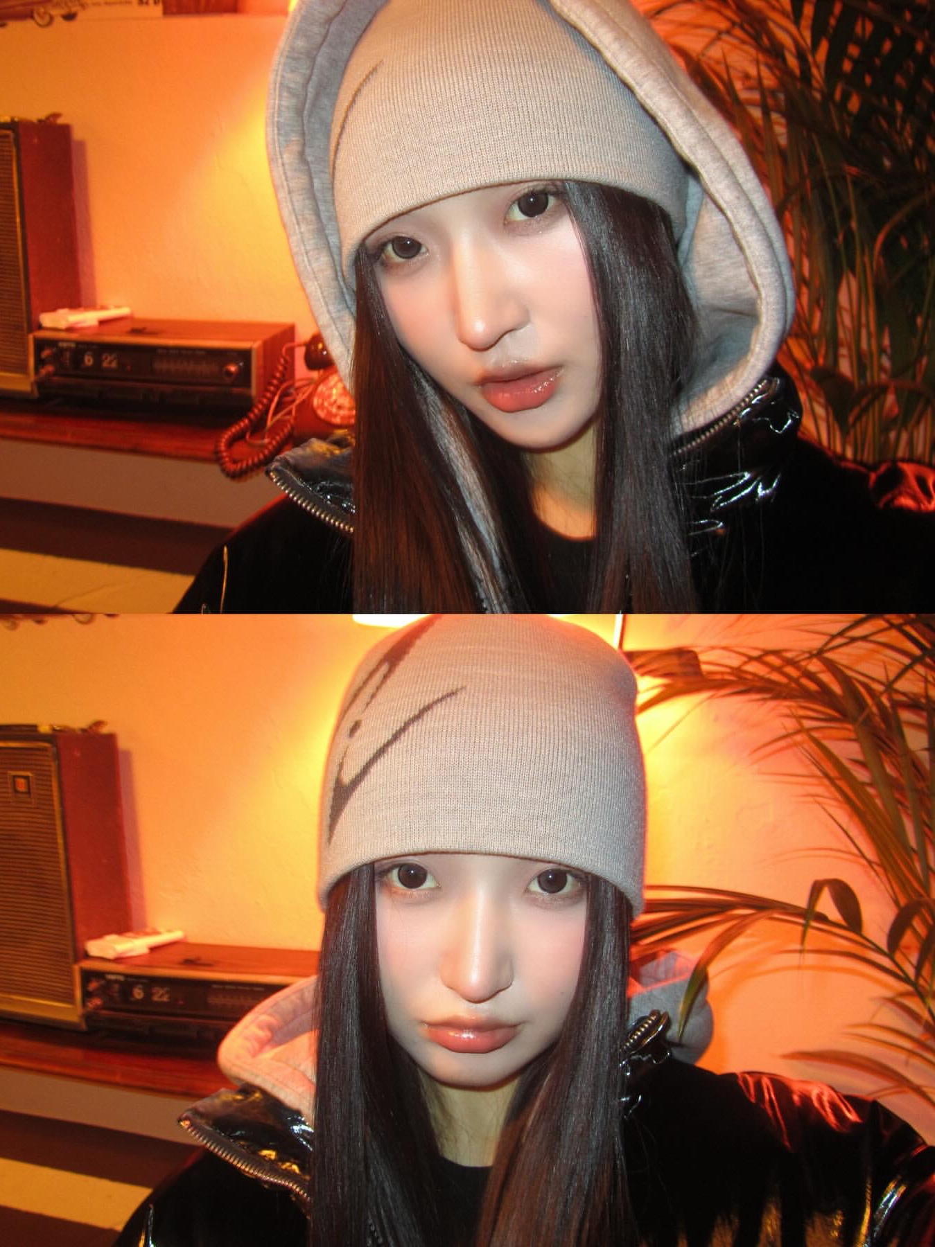 BLR Curved Logo Beanie Grey 착용 스타일