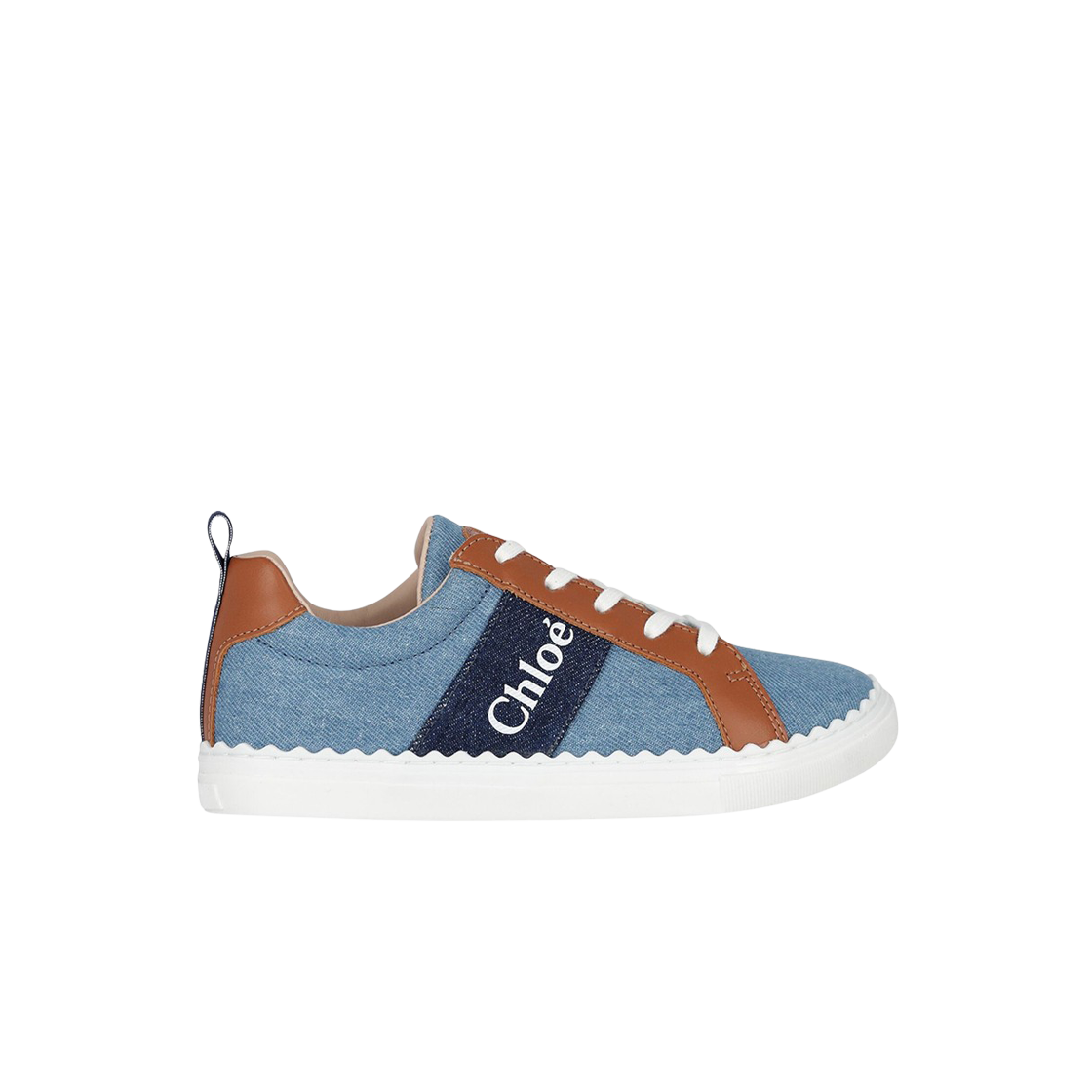 C20286-Z10 (Kids) Chloe Logo Lauren Sneakers Denim Blue