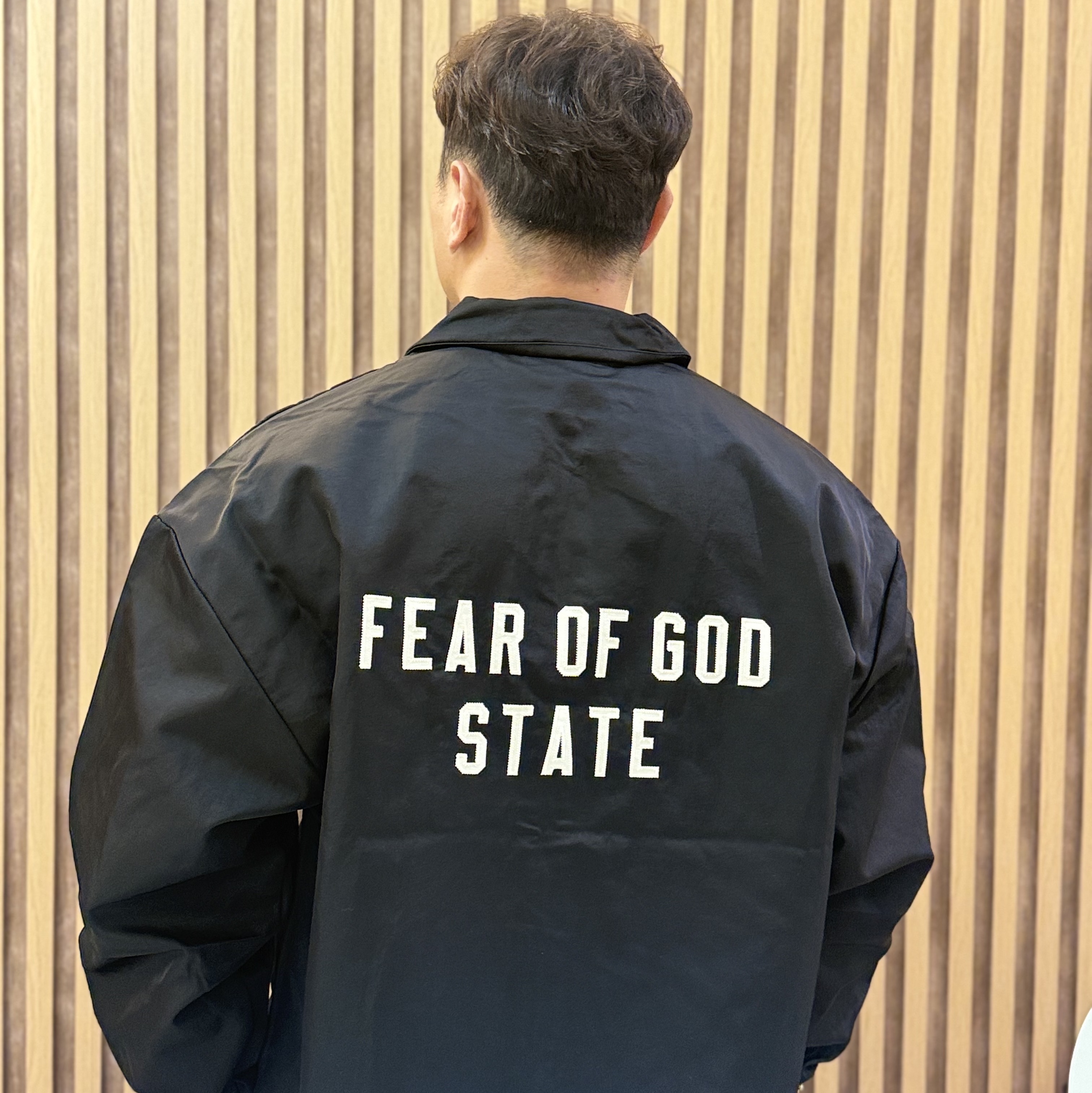 Essentials Textured Nylon Trucker Jacket Black - 24FW 착용 스타일