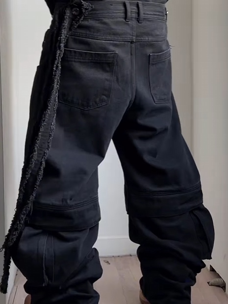 [KREAM 단독] BLR x POG Divided Curved Line Double Buckle Pants Black 착용 스타일