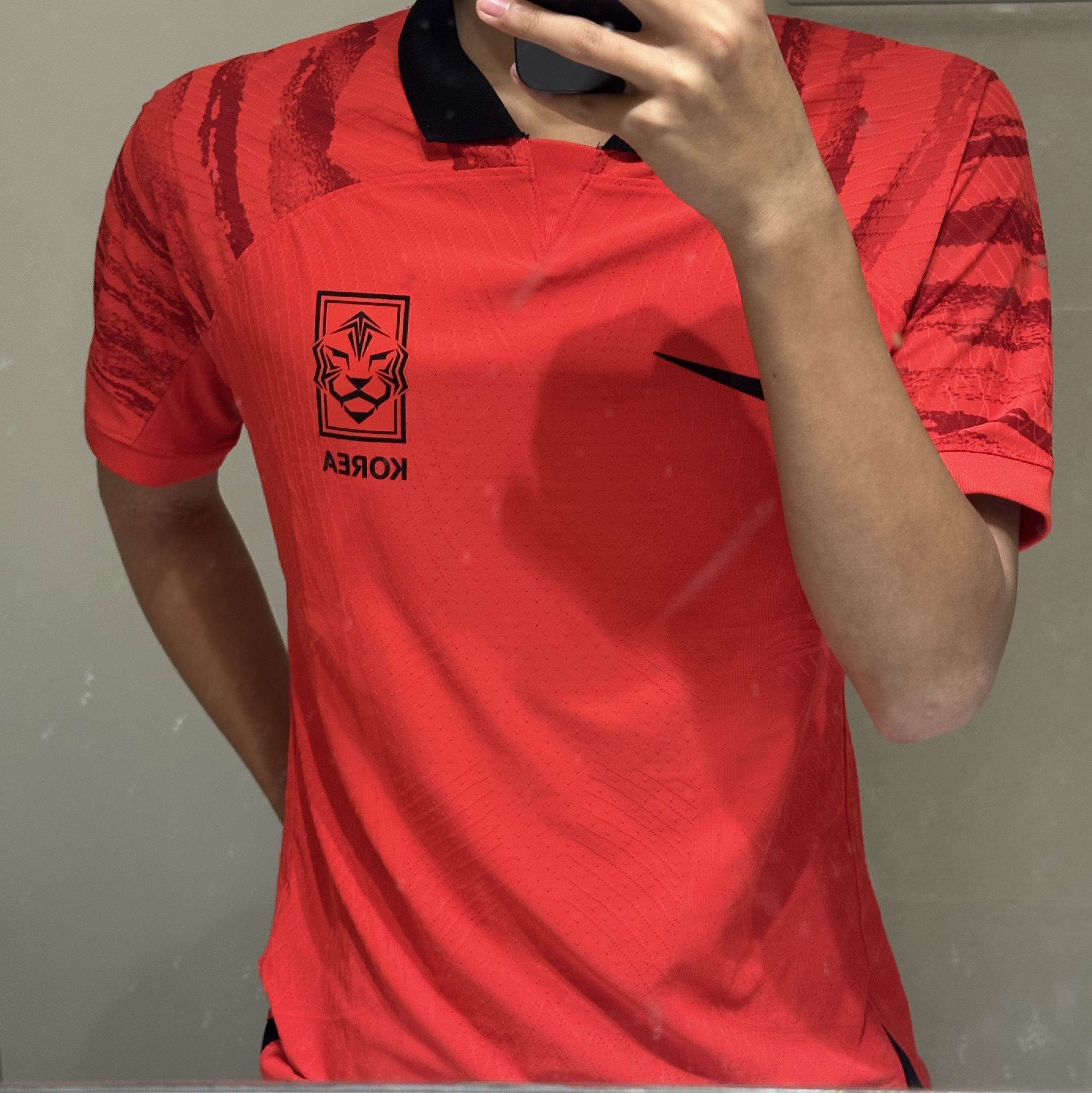 Nike Korea 2022/23 Dri-Fit ADV Player Issue Home SS Jersey Global Red - Asia (Non Marking Ver.) 착용 스타일 - 1