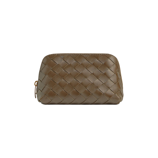 Bottega Veneta Intrecciato Small Half Moon Beauty Pouch Pinecone