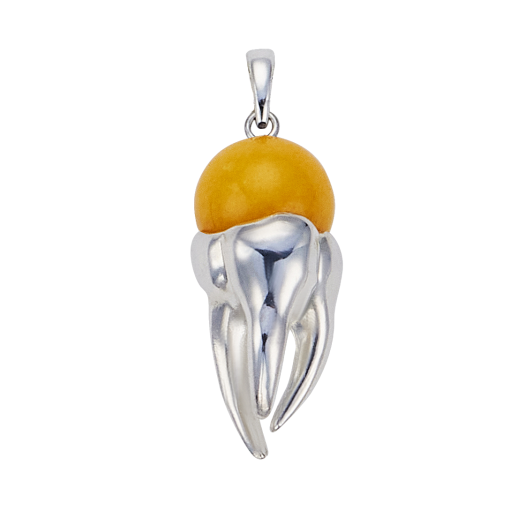 TEETH-N032 Teeth Necklace Yellow Jade