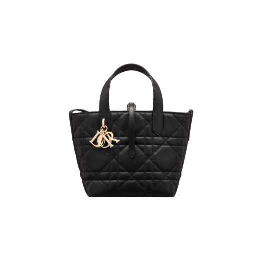 Dior Small Toujours Vertical Tote Bag Macrocannage Calfskin Black