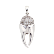 Teeth Necklace Paveball Silver