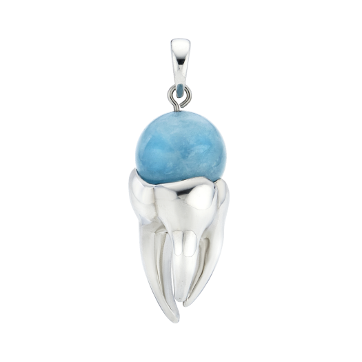 TEETH-N055 Teeth Necklace Aquamarine