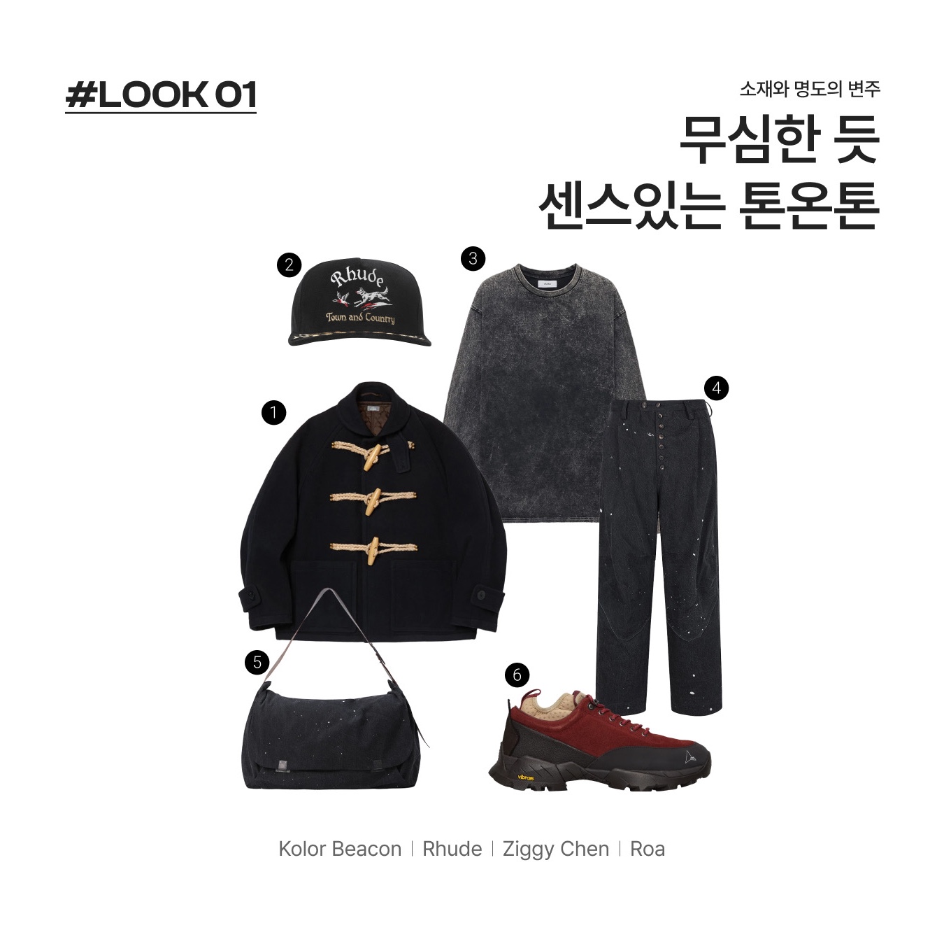Kolor Beacon 24WBM-C06136 Coat Navy - 24FW, Rhude Wine Country Souvenir Hat Black - 24FW 착용 스타일