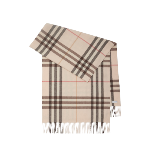 Burberry Wide Check Cashmere Scarf Alabaster
