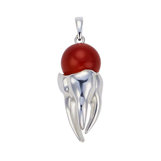 TEETH-N039 Teeth Necklace Carnelian
