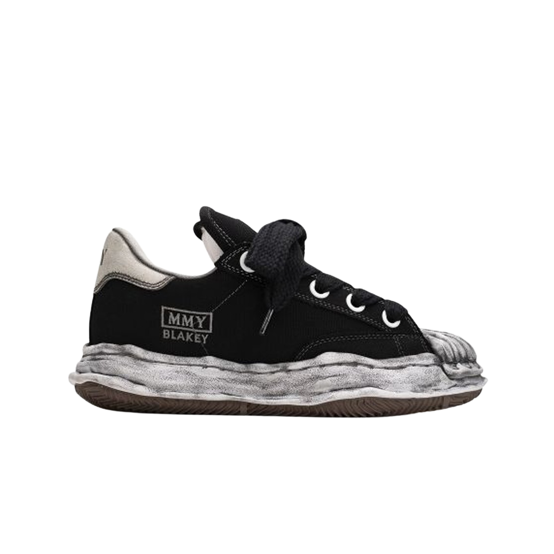 A14FW739-BLACK Maison Mihara Yasuhiro Blakey Puffer OG Sole Garment Dyed Canvas Low-top Sneakers Black