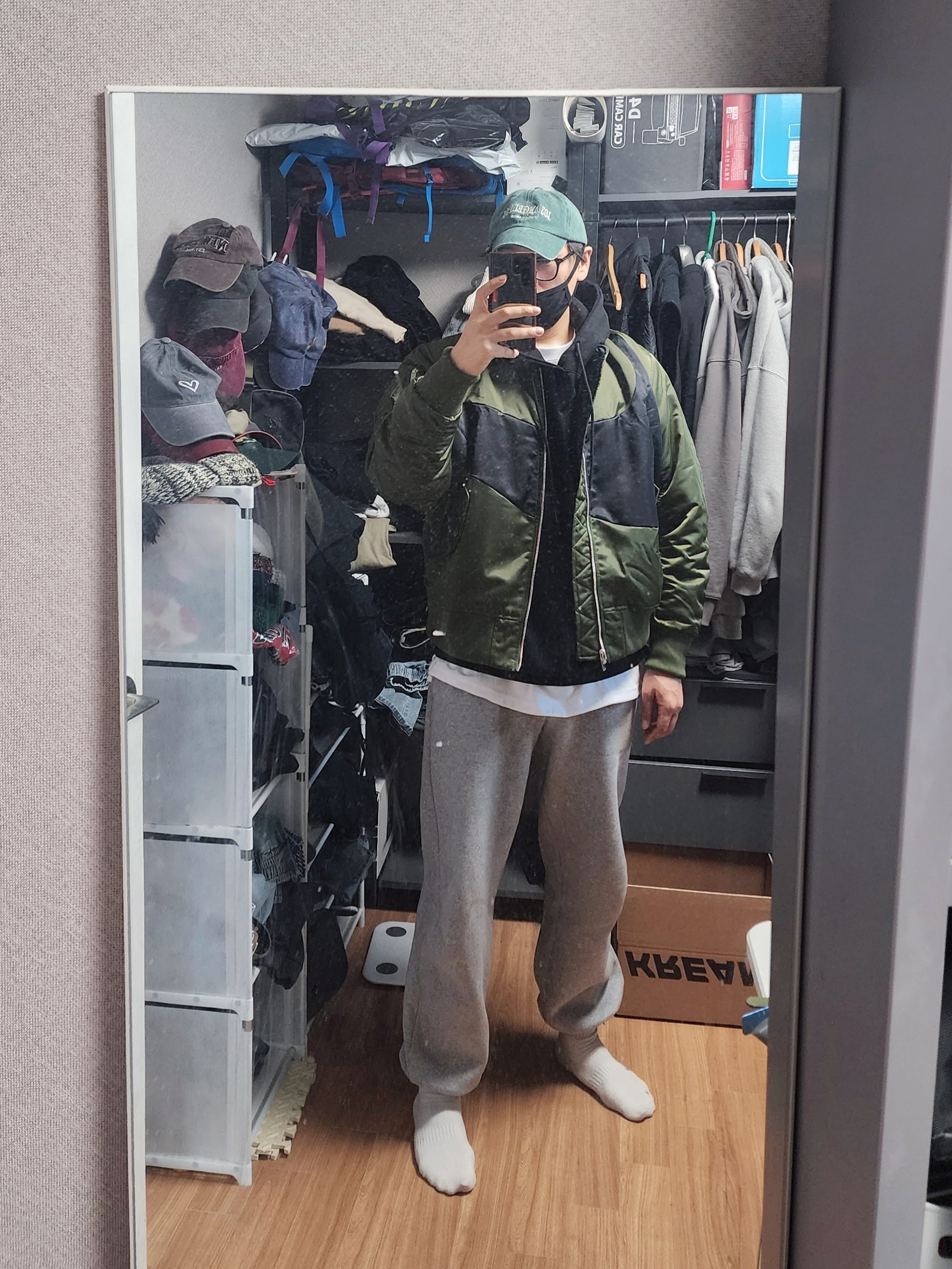 Nike NSW Swoosh Therma-Fit Bomber Rough Green - Asia 착용 스타일 - 1