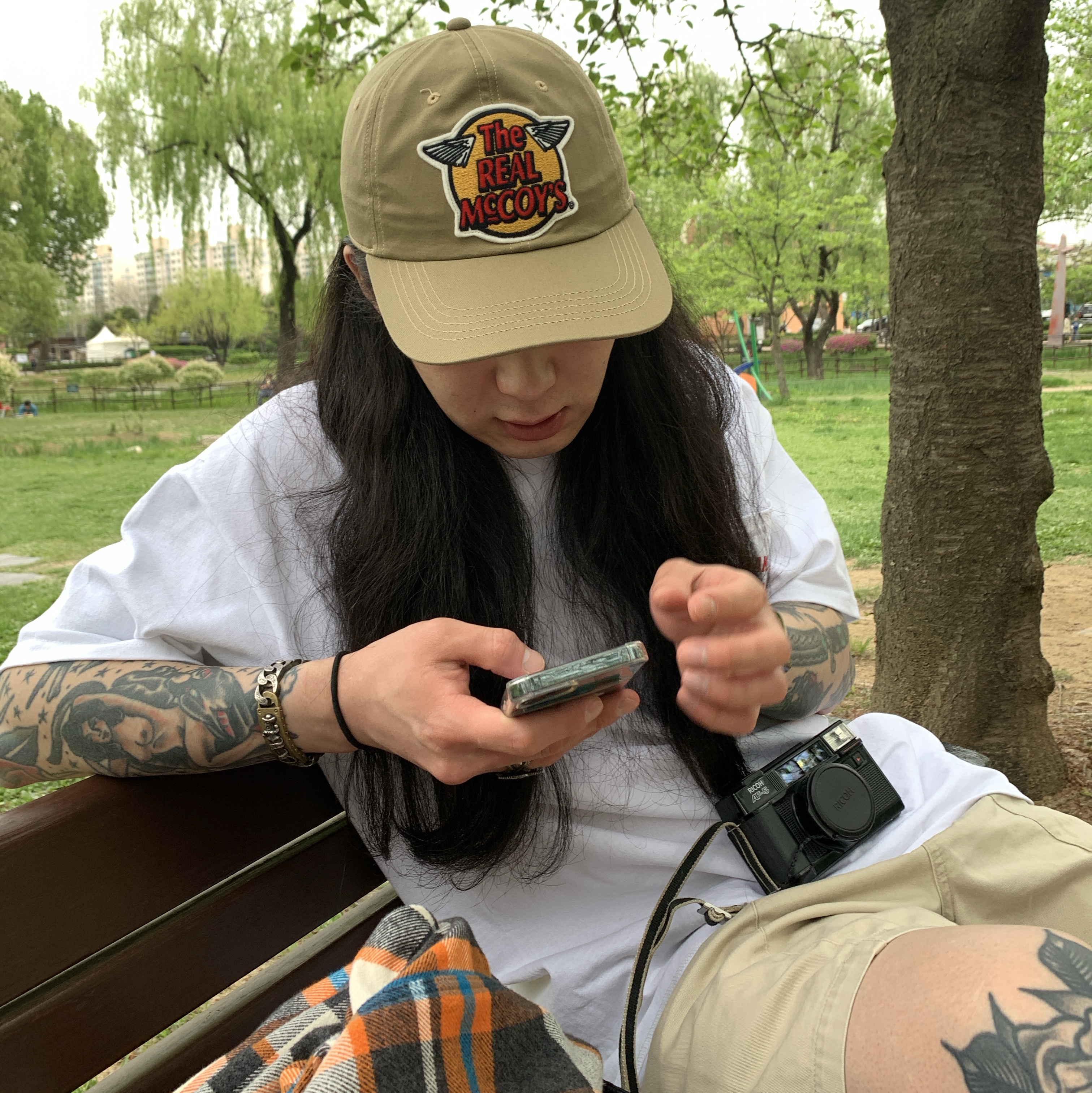 The Real McCoy's Logo Baseball Cap Khaki 착용 스타일
