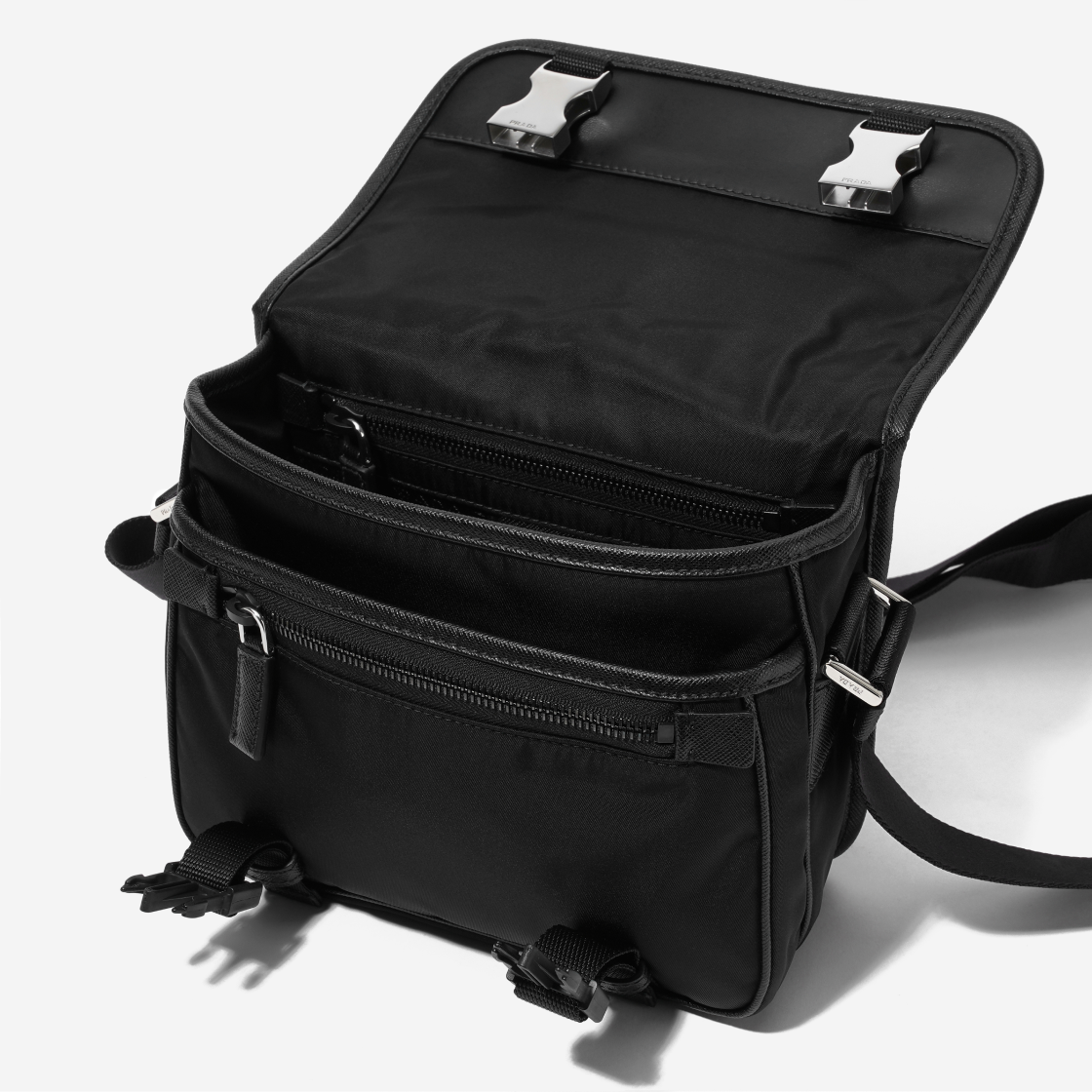 2VD034-2DMH-F0002 Prada Re-Nylon and Saffiano Leather Shoulder Bag Black - #6