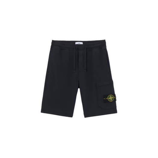 Stone Island 6200012 Organic Cotton Fleece Pocket Details Cargo Bermuda Shorts Navy Blue - 25SS