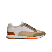 Hermes Trail Sneakers Calfskin Suede Goatskin & Multicolore Beige Lin