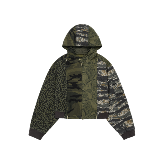 AJ252OT002KH AJOBYAJO Camouflage Zip-Up Hooded Jacket Khaki