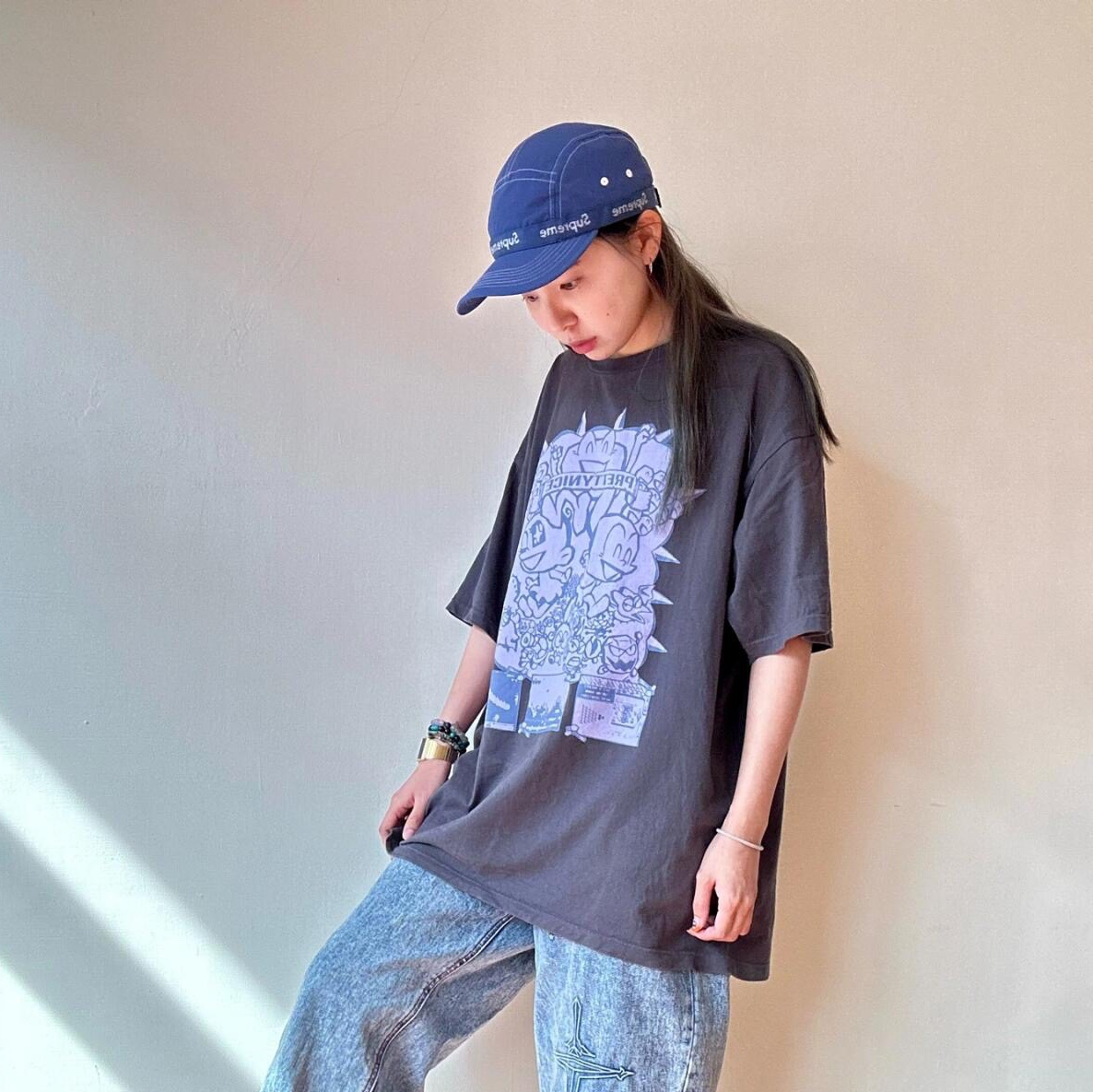 Supreme Webbing Camp Cap Pale Blue - 22FW 착용 스타일