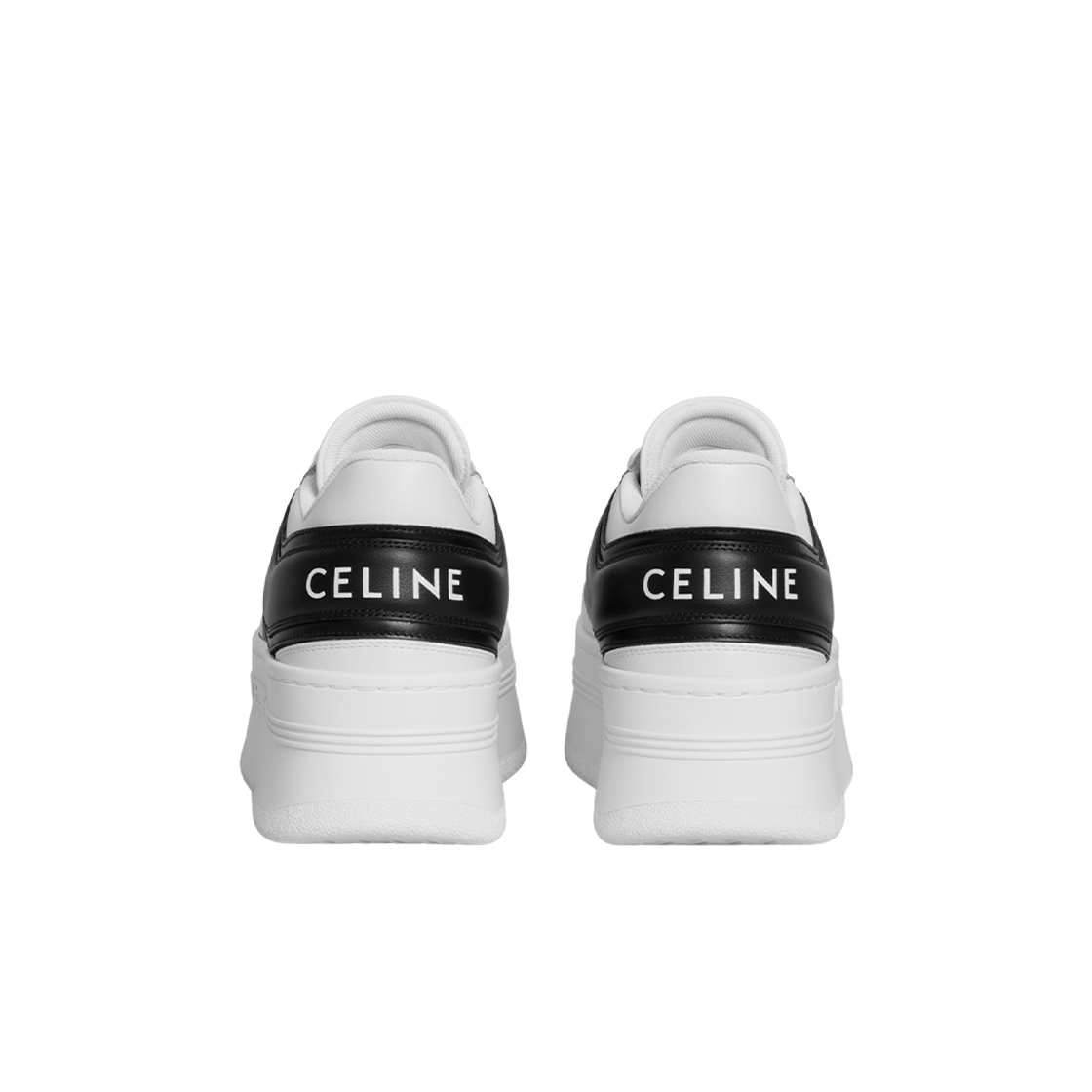 (W) 셀린느 블록 스니커즈 웨지 카프스킨 옵틱 화이트 블랙 옵틱 화이트((W) Celine Block Sneakers with Wedge in Calfskin Optic White Black Optic White) - 2
