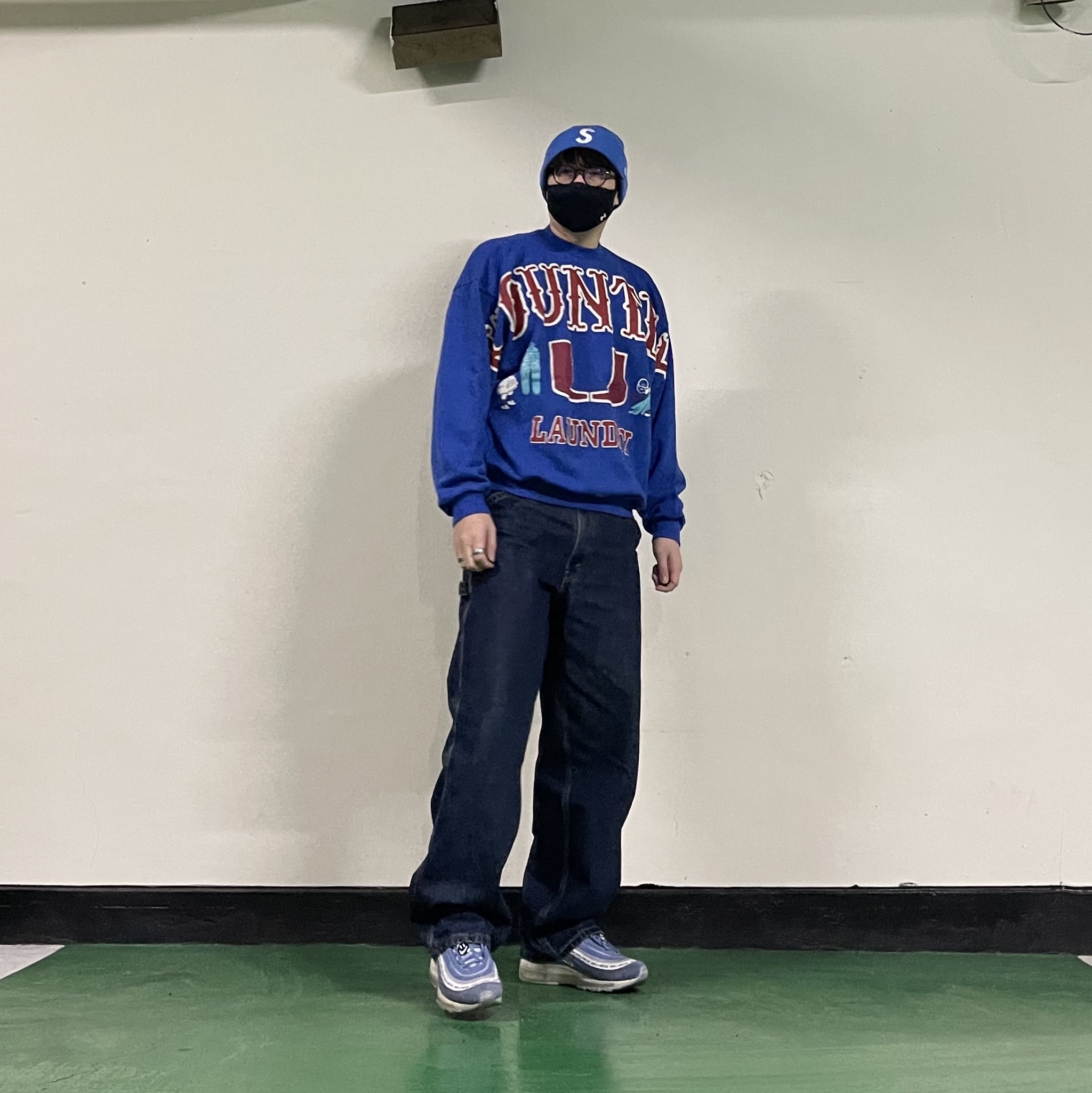 Supreme New Era S Logo Beanie Blue - 24FW, Kapital 30 Fleece Big Sweatshirt Blue 착용 스타일 - 2