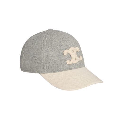 Celine Triomphe Baseball Cap in Wool Vanilla Grey