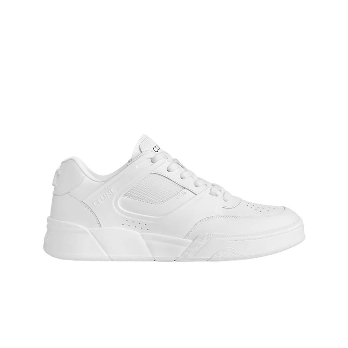 361564995C-01OP Celine Trainer CT-09 Low Top Sneaker in Calfskin and Mesh Optic White