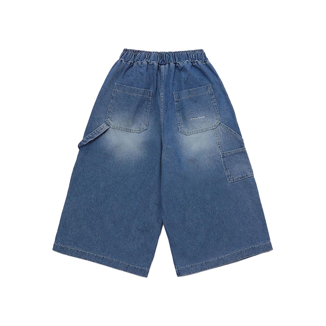 슬로우 레코드 하우스 카펜터 버뮤다 와이드 데님 팬츠 중청(SLOW RECORD HOUSE Carpenter Bermuda Wide Denim Pants Medium Blue) - 2
