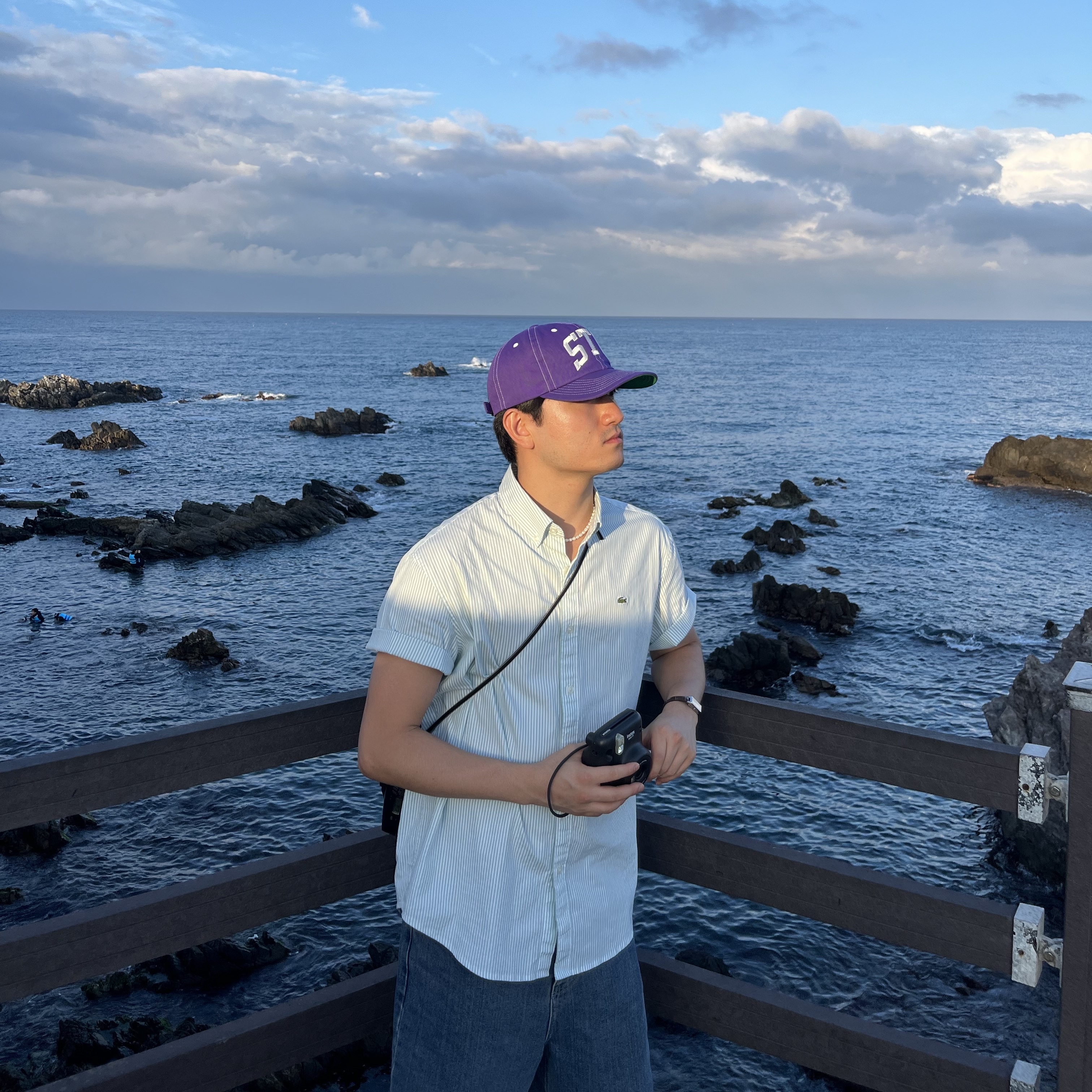 Stussy Stu Arch Strapback Cap Purple 착용 스타일