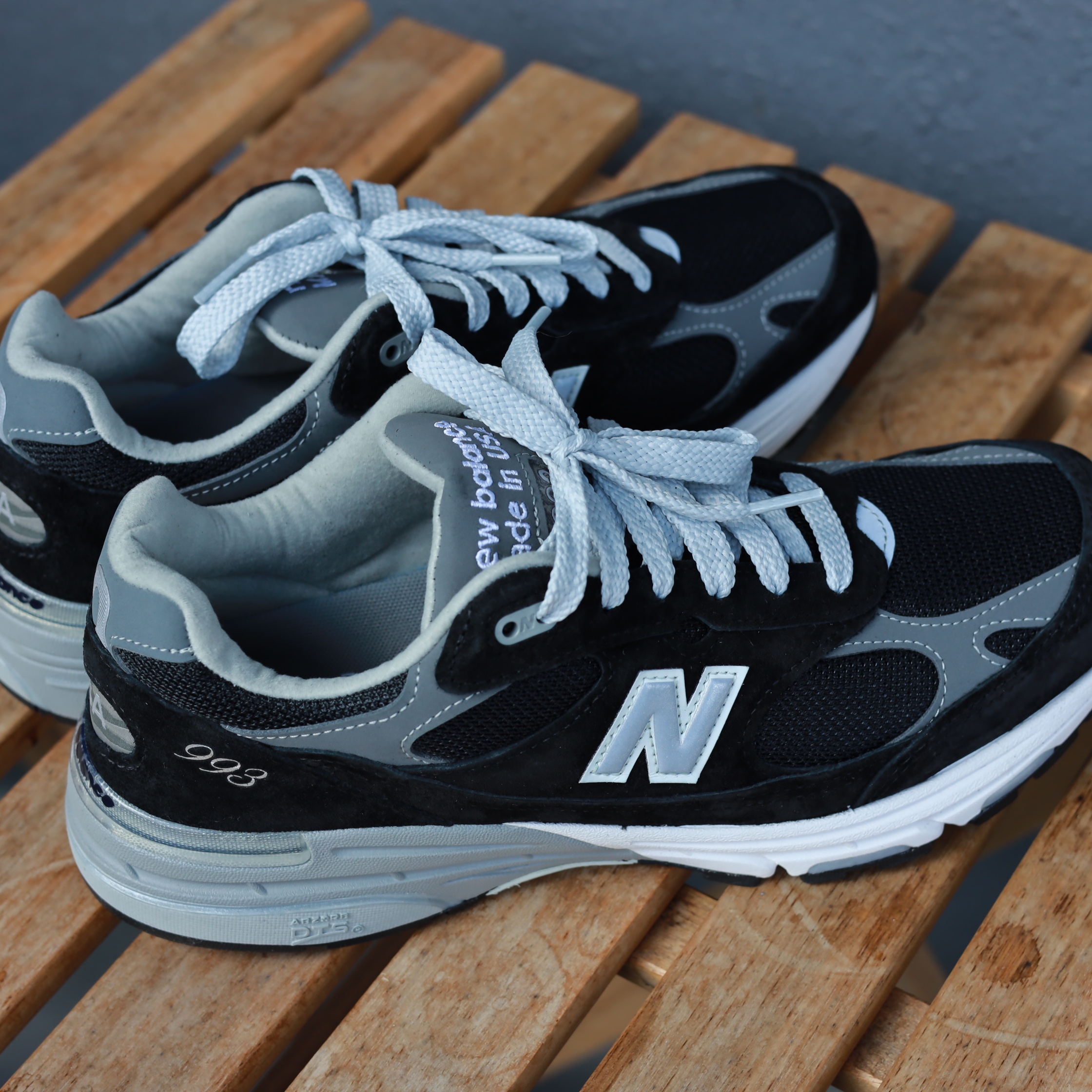 New Balance 993 Made in USA Black - D Standard, New Balance x Aime Leon Dore 993 Made in USA Brown 착용 스타일 - 1