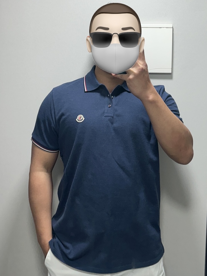 Moncler Trim Cotton Piquet Polo Shirt Black - 25SS, Moncler Logo Patch Polo Shirt Black - 24SS 착용 스타일