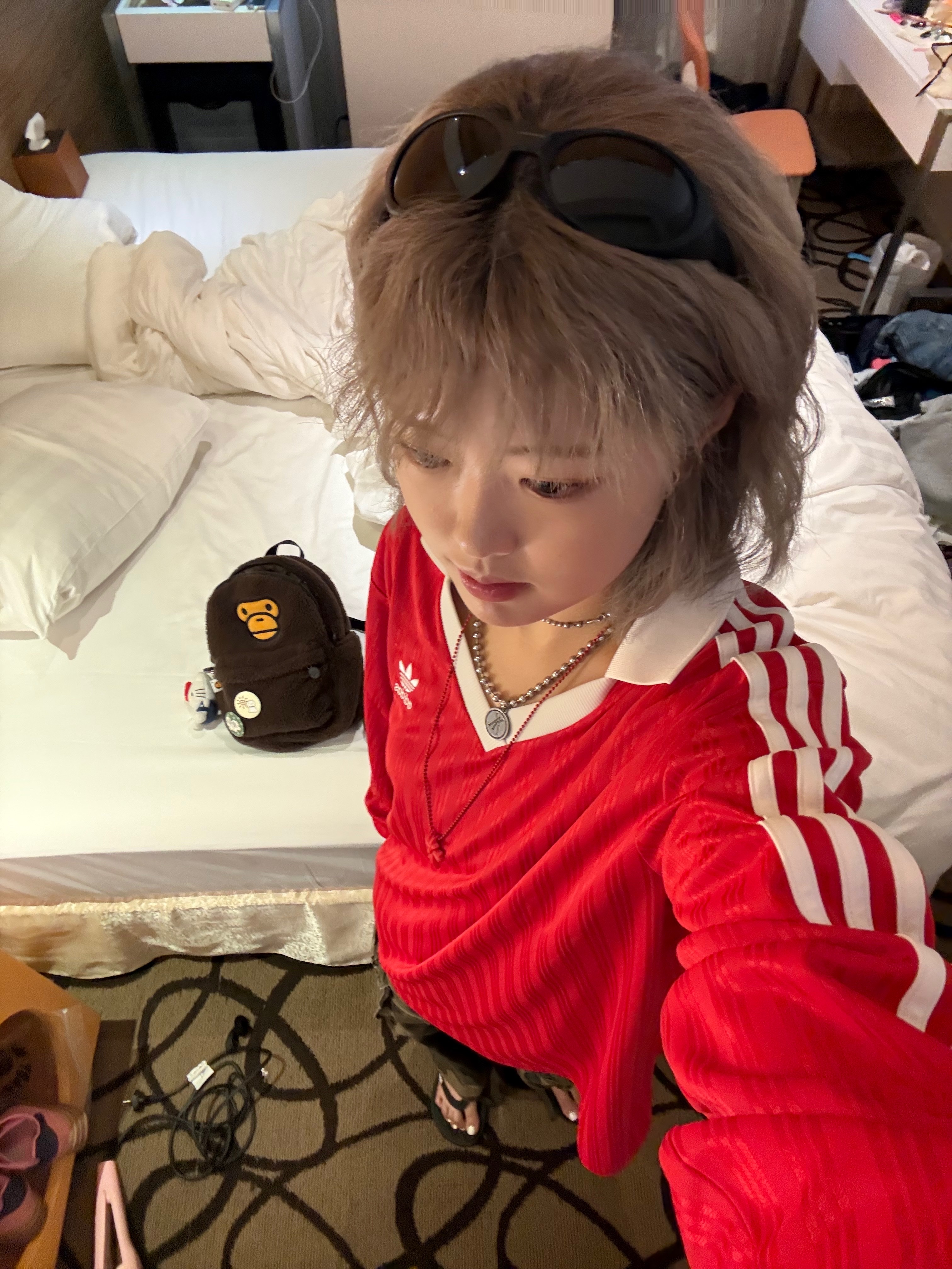 Adidas Adicolor Pique Football Long Sleeve Better Scarlet - KR Sizing, Chrome Hearts Silichrome CH Cross Pendant Red 2022 착용 스타일 - 2