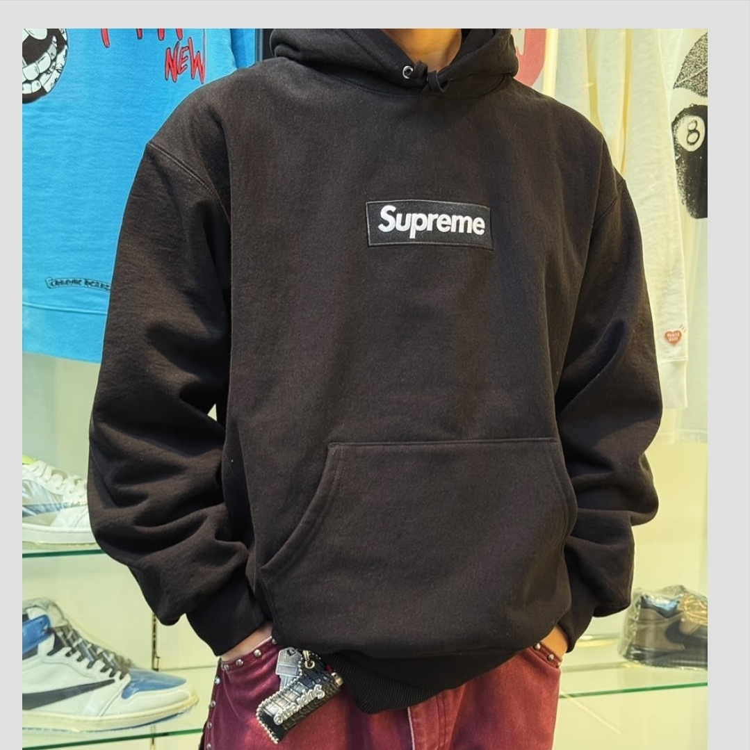 Supreme Box Logo Hooded Sweatshirt Black - 24FW 착용 스타일 - 3
