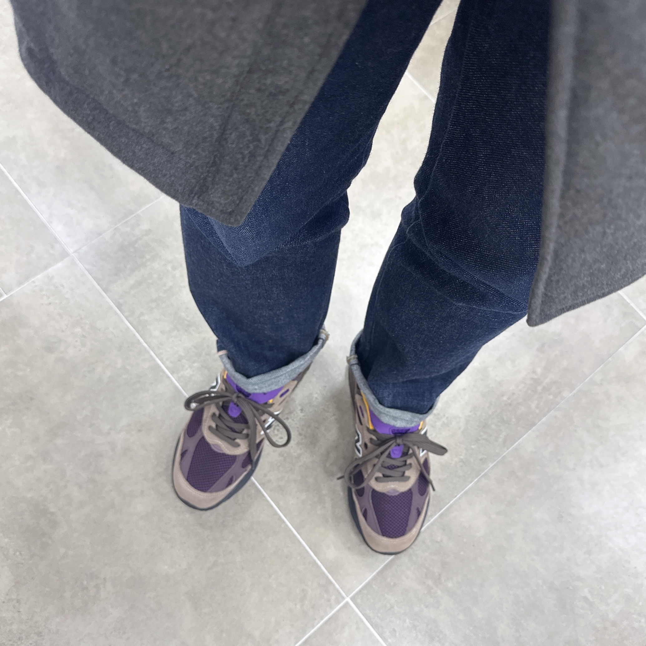 New Balance 993 Made in USA Mushroon Midnight Violet 착용 스타일 - 4