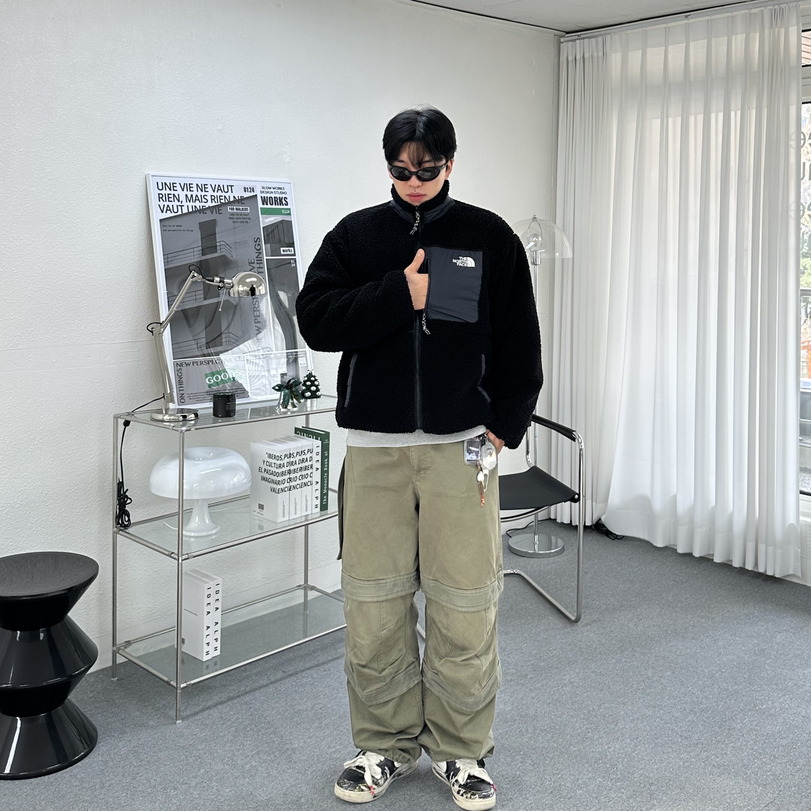 The North Face Play Green Rvs Fleece Anorak Black, Farfromwhat Far Layered Work Pants Olive 착용 스타일 - 1