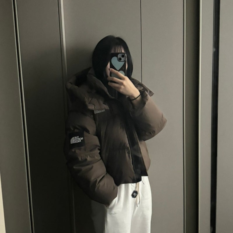 (W) The North Face Novelty Nuptse Detachable RDS Down Jacket Brown 착용 스타일 - 1