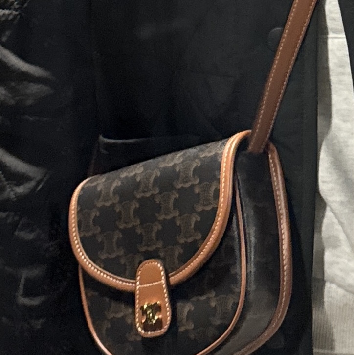 Celine Mini Besace in Triomphe Canvas and Calfskin Tan 착용 스타일