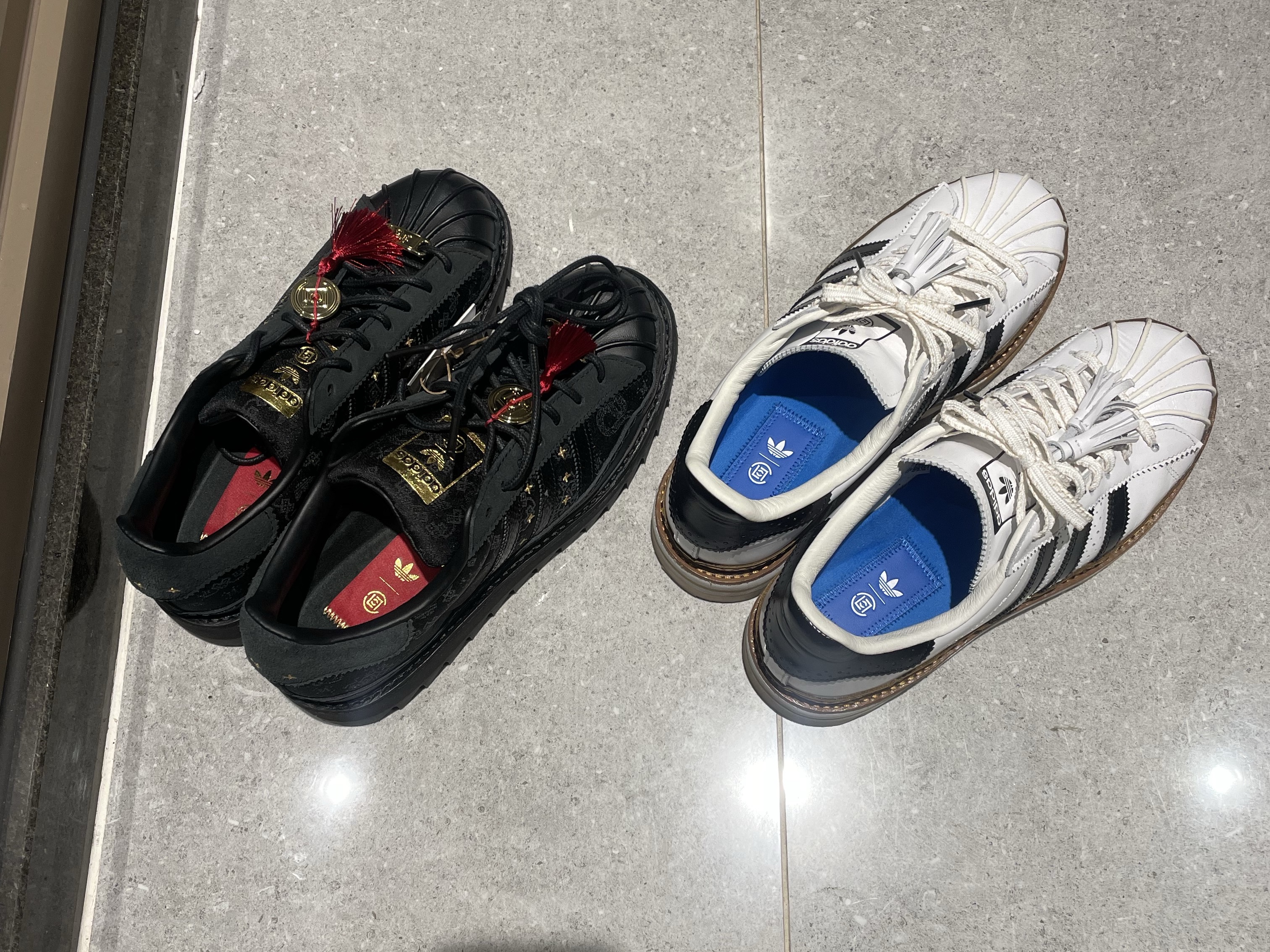 Adidas x Clot Superstar Core Black Carbon, Adidas x Clot Superstar Cloud White Core Black 착용 스타일