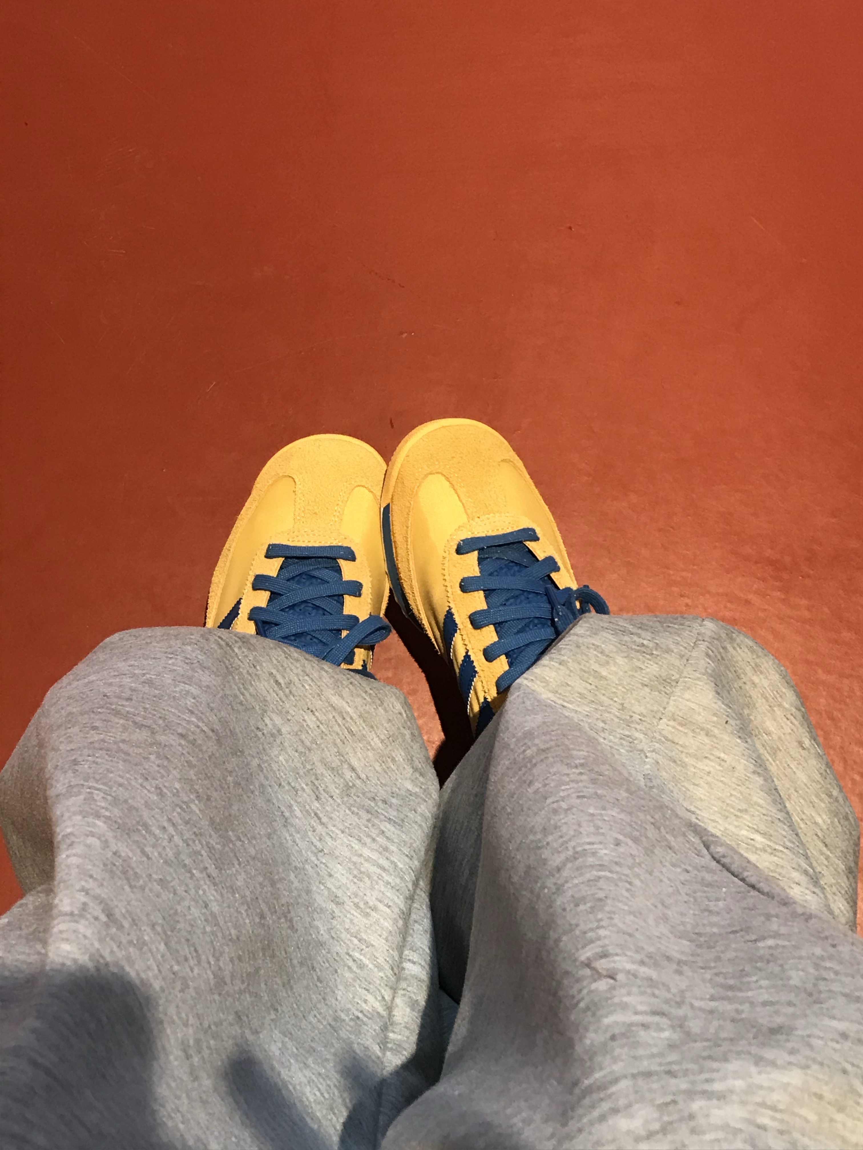 Adidas SL 72 RS Utility Yellow Bright Royal 착용 스타일 - 1
