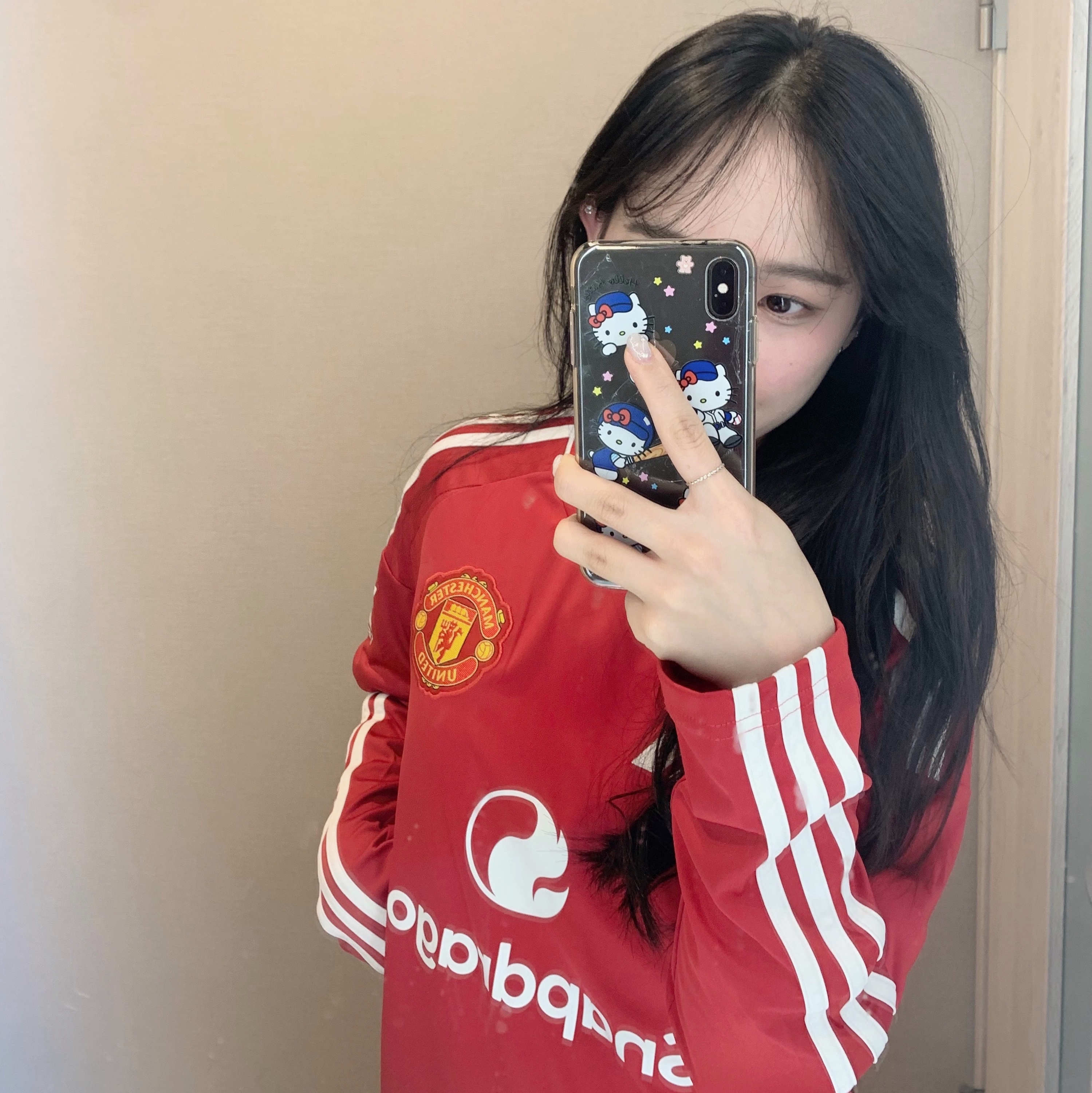Adidas Manchester United 2024/25 Home Long Sleeve Jersey Manchester United FC Red - KR Sizing (Non Marking Ver.) 착용 스타일