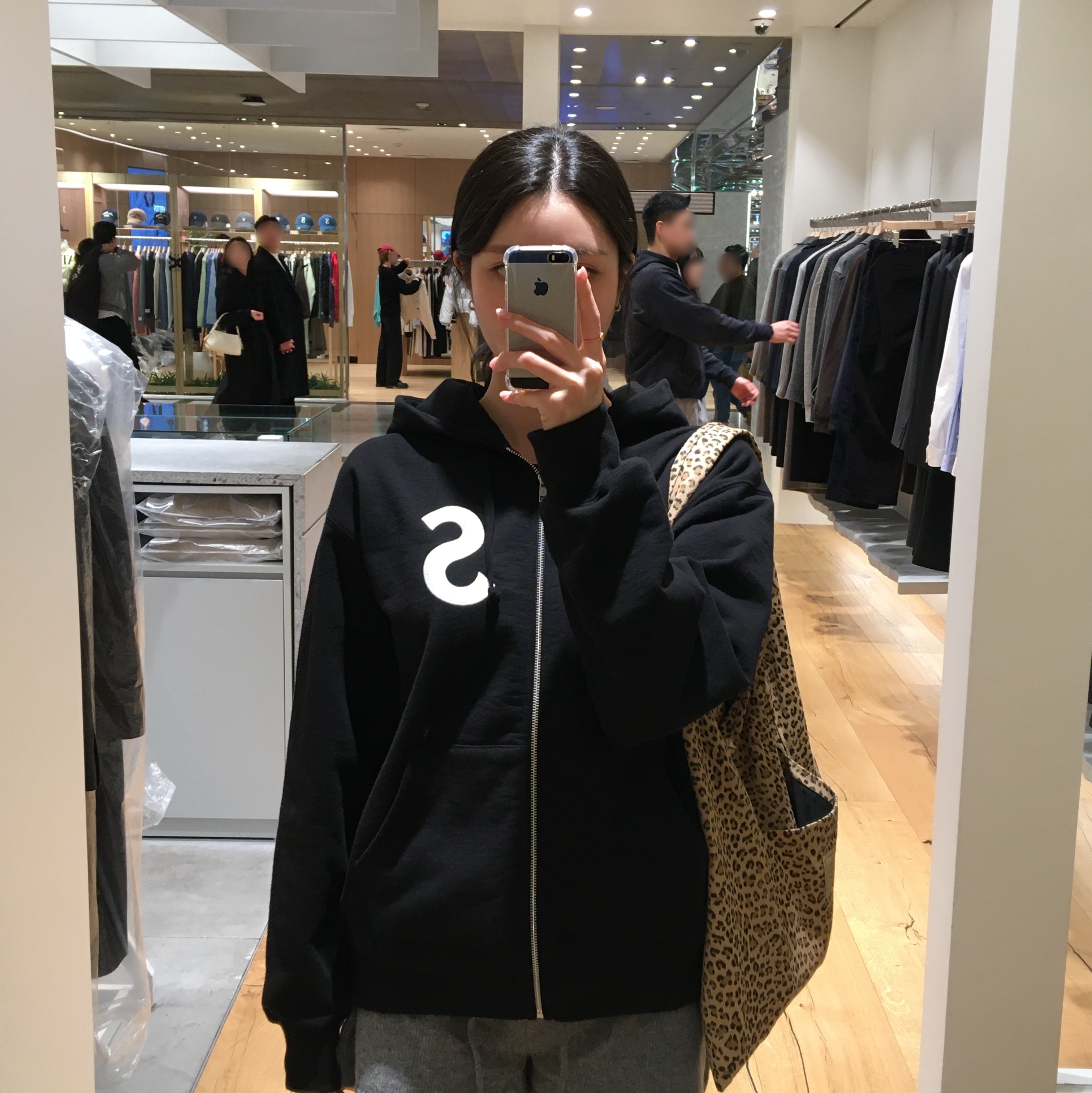 Supreme S Logo Zip Up Hooded Sweatshirt Black - 24FW 착용 스타일 - 1